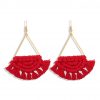 Boho macrame earrings red